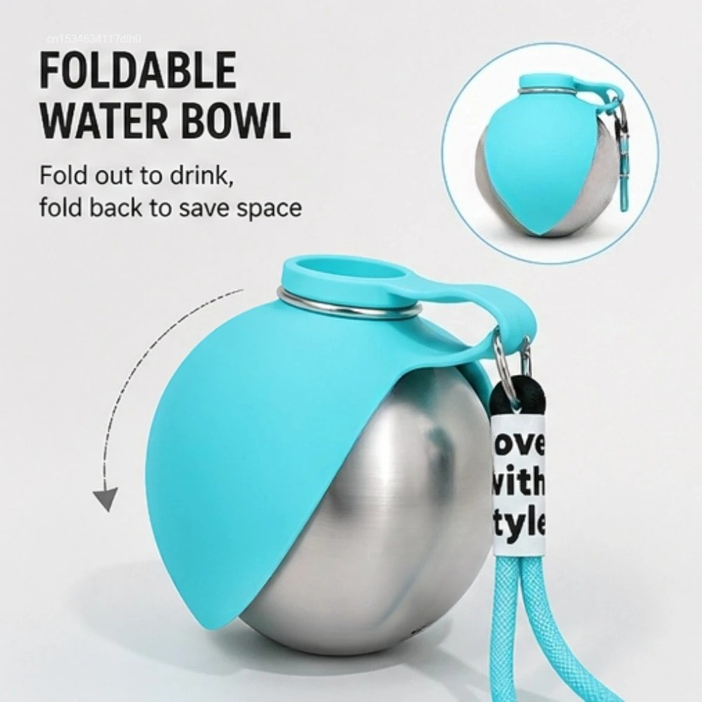 PawCoop foldable dog water bottle with the silicone bowl folded open